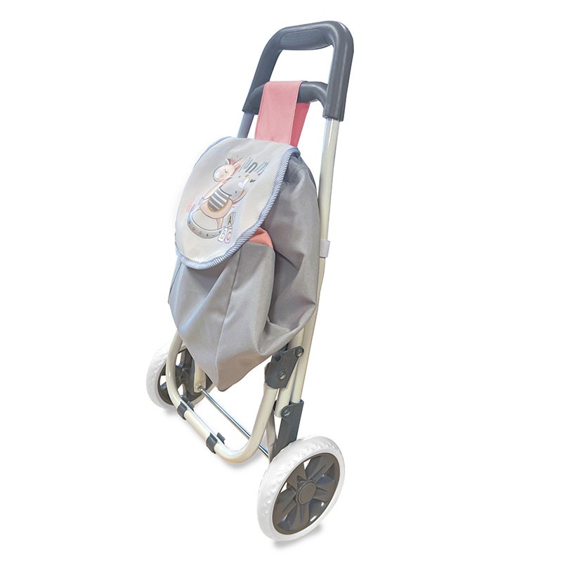 Chariot De Courses Jouet Funny Rose - 66cm Haut, Structure Pliable, Collection DeCuevas