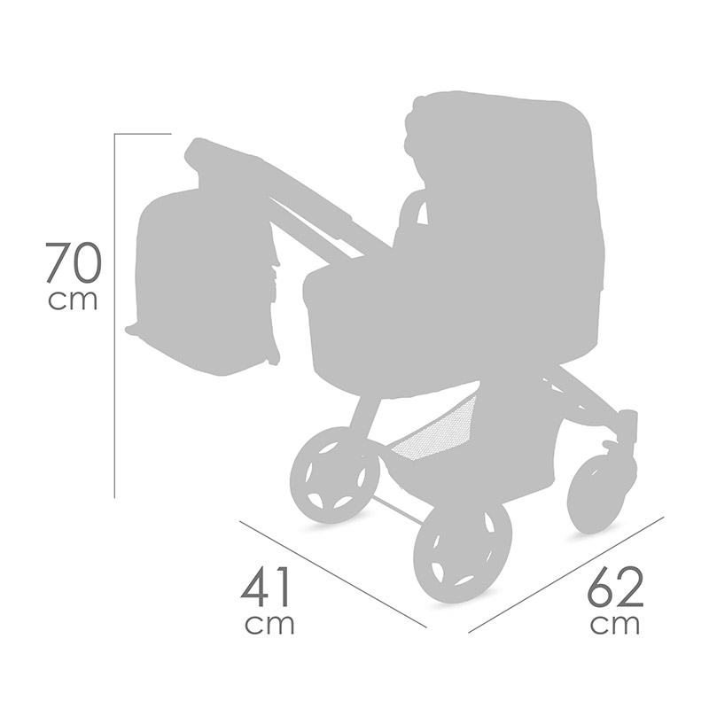 Poussette De Poupées Coco Pliable DeCuevas – Nacelle, Roues Silencieuses, Capote, Sac Assorti – Pour Poupées Jusqu’à 48 Cm, Dès 3 Ans